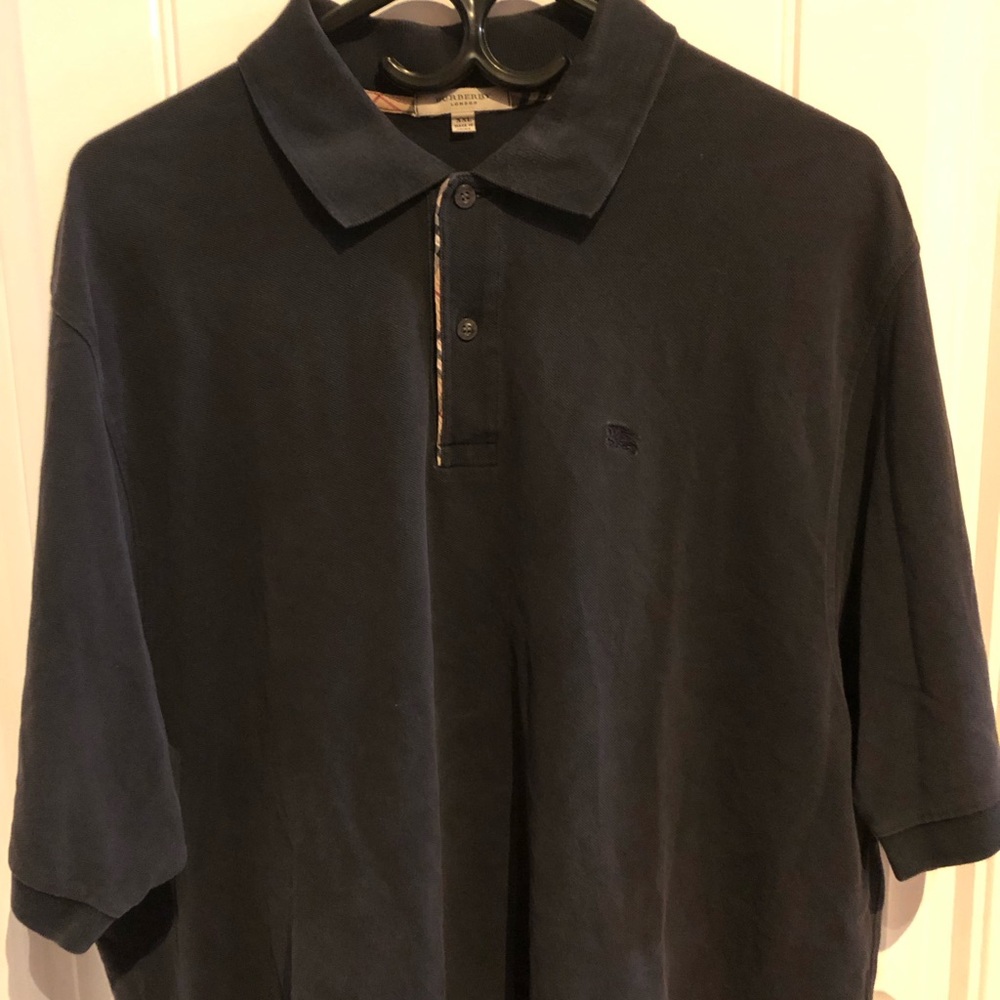 Burberry London Men’s Polo Shirt Navy Blue Size XXL 100CTN-SS08 W Extra Button